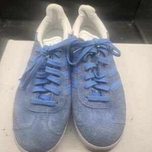 Adidas White Sneakers with Blue Highlights